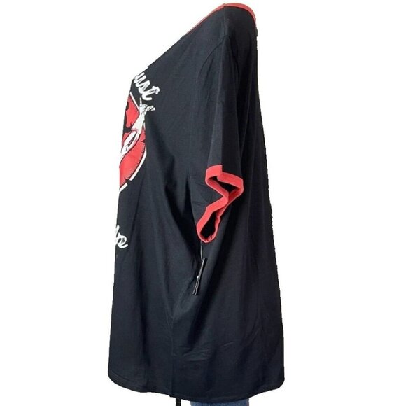 Betty Boop +6 Black Heart Text Graphic Contrast Trim Crew Neck Short Sleeve Tee - Picture 5 of 6